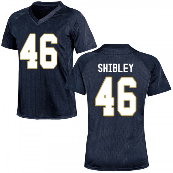 Adam Shibley Notre Dame Fighting Irish NCAA Women's #46 Navy Blue Replica College Stitched Football Jersey KQH7755MT